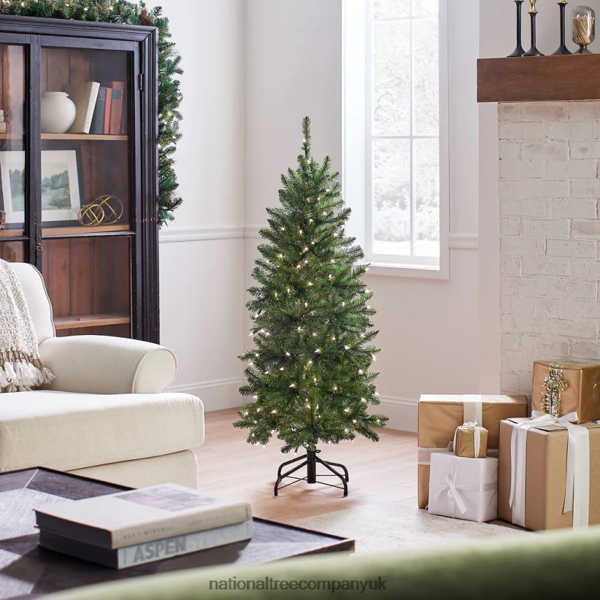 Trees | National Tree Company Artificial Pre-Lit Slim Christmas Tree Green Kingswood Fir White Lights Includes Stand 45 Feet F2L4F8
